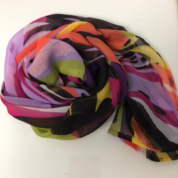 Bright Cheerful Abstract Oblong Scarf VTG - Picture 2 of 12